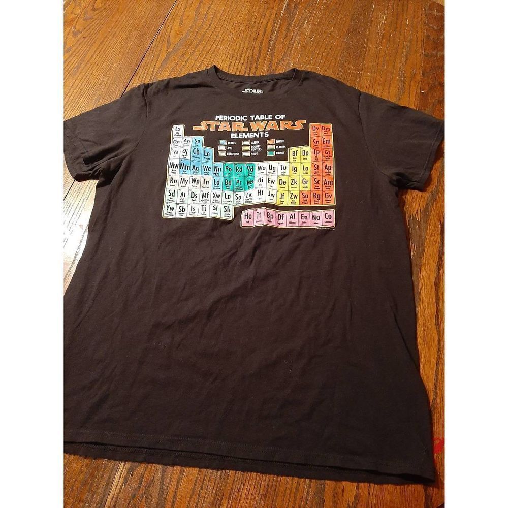Large Fifth Sun Star Wars Periodic Element Table Black Short Sleeve Tee T-Shirt
